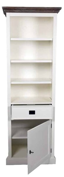 Etajeră lemn masiv alb Lahoma 6 compartimente /Maro, 70 × 45 × 196 cm