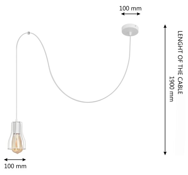 Lustră pe cablu TUBE 1xE27/15W/230V alb