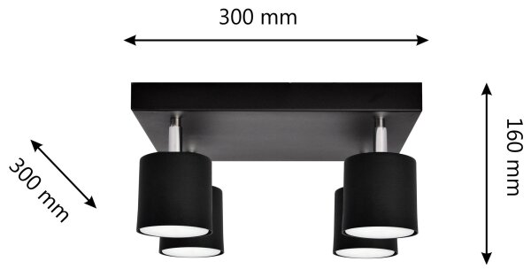 Spot PUNTA 4xGX53/10W/230V negru