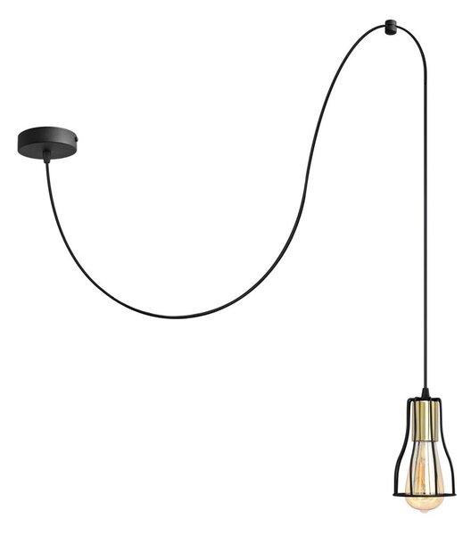 Lustră pe cablu TUBE 1xE27/15W/230V negru/auriu