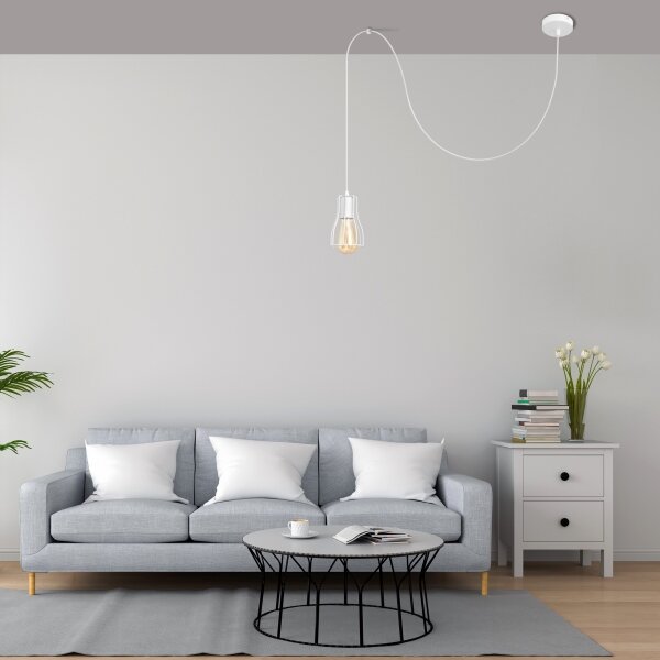 Lustră pe cablu TUBE 1xE27/15W/230V alb