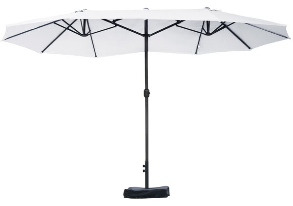 Outsunny Umbrelă Dublă cu 12 Spițe, Bază în Cruce și Manivelă, din Oțel și Poliester, 455x265x238 cm, Bej | Aosom Romania