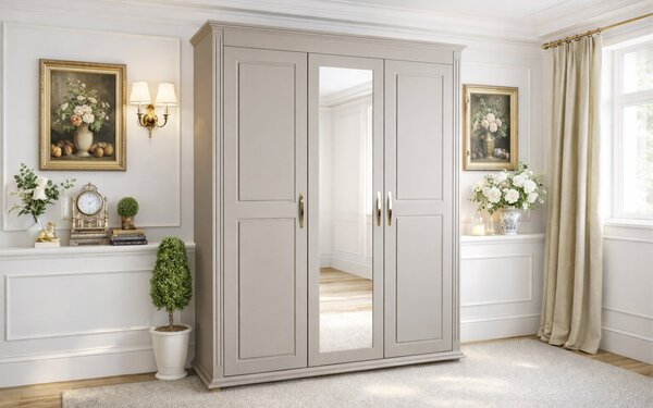 Dulap lemn masiv Carlo 3 Uși, 172.1 × 61.1 × 210 cm - Cu oglinda centrala