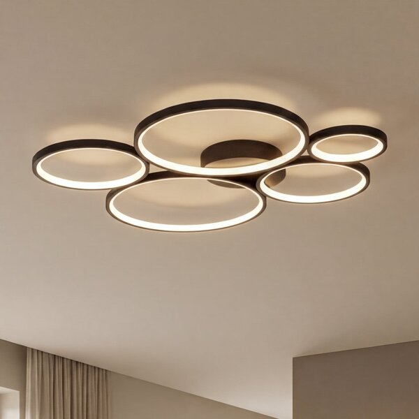 Trio Lighting Plafonieră LED Rondo, negru mat, reglabil, Negru, Camera de zi / sufragerie, Metal, Modern