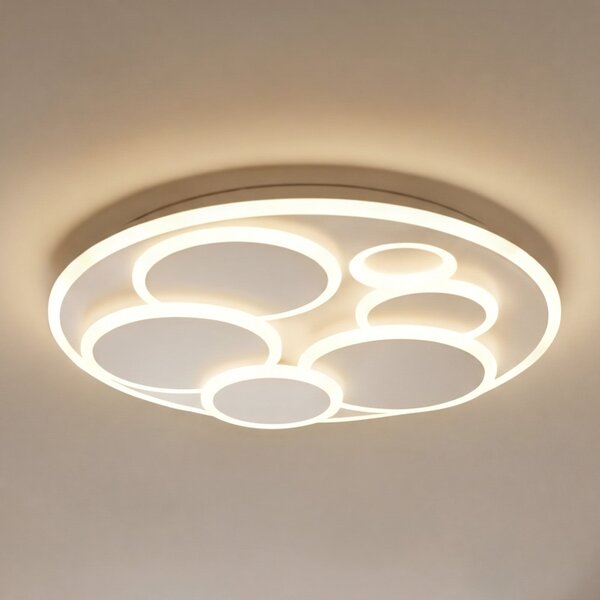 FISCHER & HONSEL Plafonieră LED Dots, alb, Ø 50 cm, metal/acril, CCT, reglabil, Alb, Camera de zi / sufragerie, Metal, Modern
