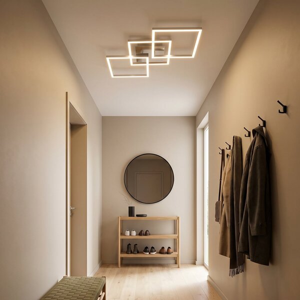 Briloner Plafonieră LED Frame step-dim crom-alu 76x37cm, reglabil, Metalic, Camera de zi / sufragerie, Metal, Modern, Plafon unghiular direct