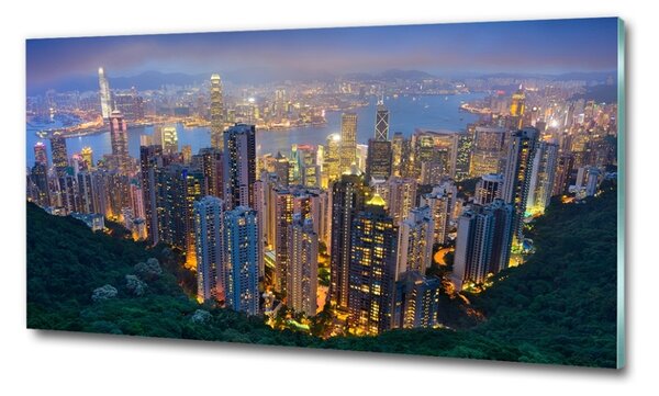 Tablou pe pe sticlă Hong Kong pe timp de noapte