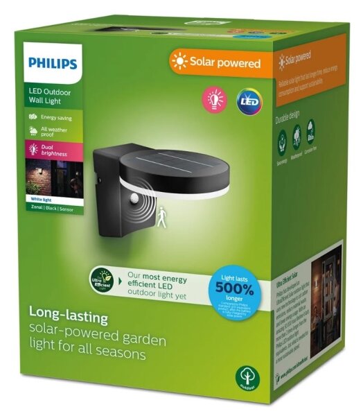 Philips ZONAL LED 1,3W 3,7V IP44 lampă solară de perete cu senzor