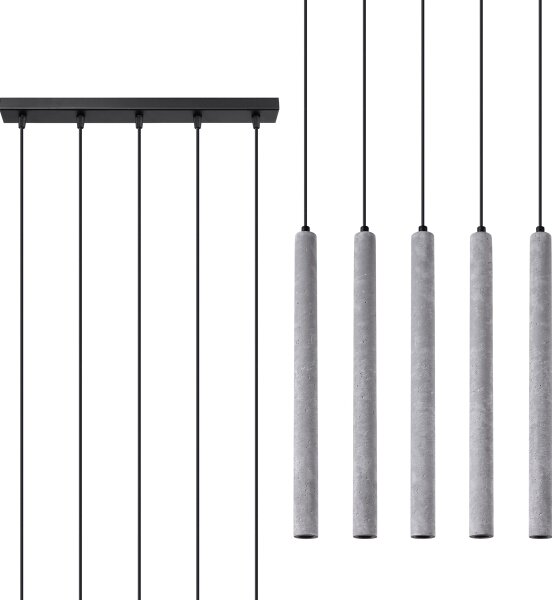 Lustră pe cablu Sollux SL.1274 PASTELO 5xG9/8W/230V beton