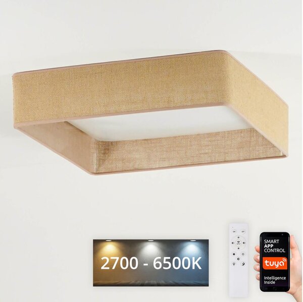 Brilagi-LED Corp de iluminat dimabil VELVET SQUARE LED/36W/230V Wi-Fi Tuya + telecomandă, maro