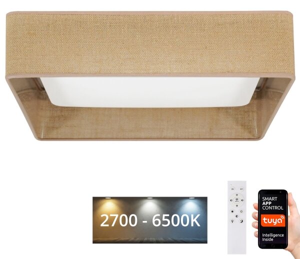 Brilagi-LED Corp de iluminat dimabil VELVET SQUARE LED/36W/230V Wi-Fi Tuya + telecomandă, maro