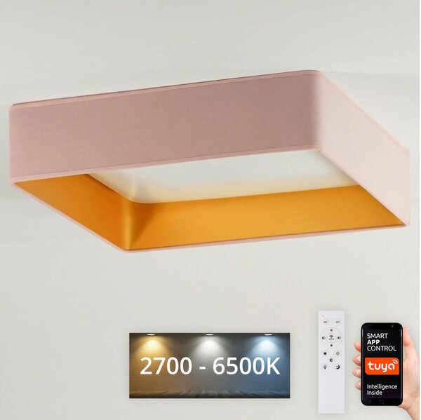 Brilagi-LED Corp de iluminat dimabil VELVET SQUARE LED/36W/230V Wi-Fi Tuya + telecomandă, roz