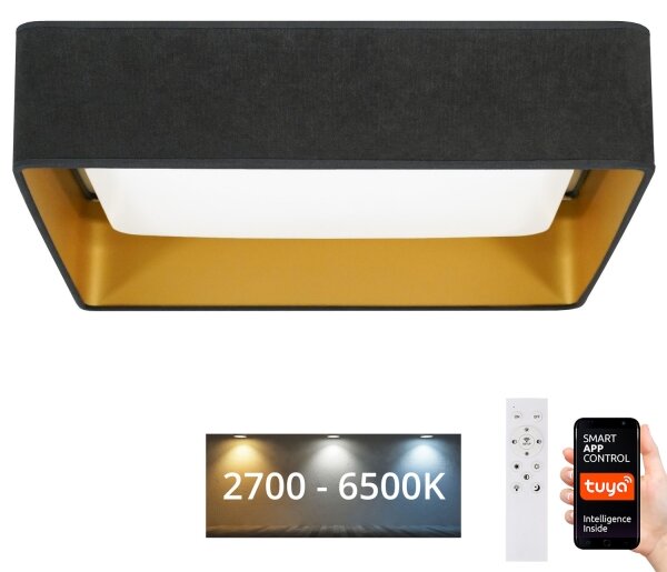 Plafonieră LED dimabilă Brilagi VELVET SQUARE LED/36W/230V Wi-Fi Tuya gri + telecomandă