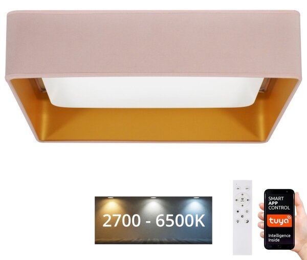 Brilagi-LED Corp de iluminat dimabil VELVET SQUARE LED/36W/230V Wi-Fi Tuya + telecomandă, roz