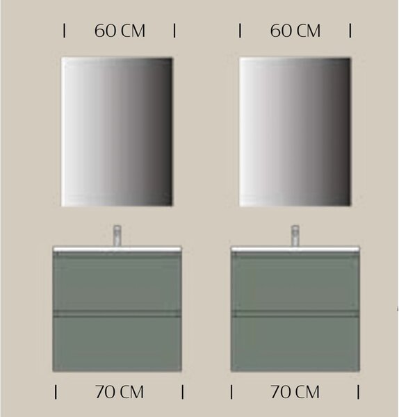 Set lemn masiv mobilier baie suspendat Armonia 104/140/208 cm - 104 L cu coloana suspendata