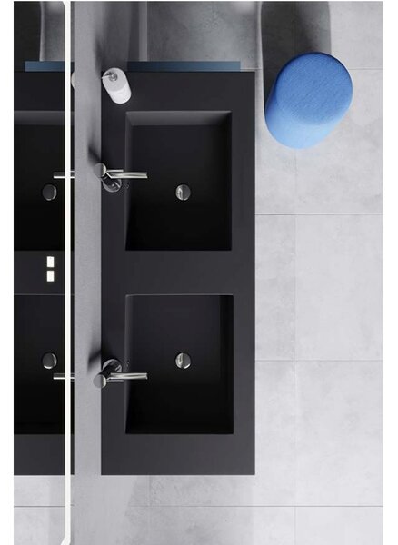 Set lemn masiv mobilier baie suspendat Lunera 100/120/140/160 cm - 100 L