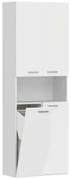 HOMCOM Dulap de Baie Înalt 174 cm cu Coș pentru Rufe Rabatabil, Alb. | Aosom Romania