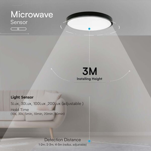 Plafonieră LED cu senzor pentru baie LED/18W/230V 4000K IP44 negru