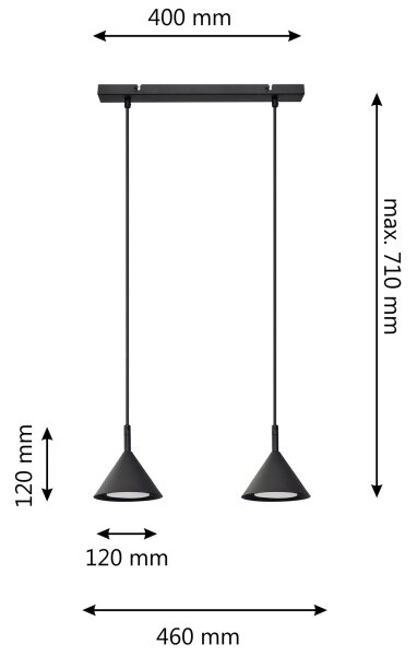 Lustră pe cablu ETNA 2xGX53/15W/230V negru