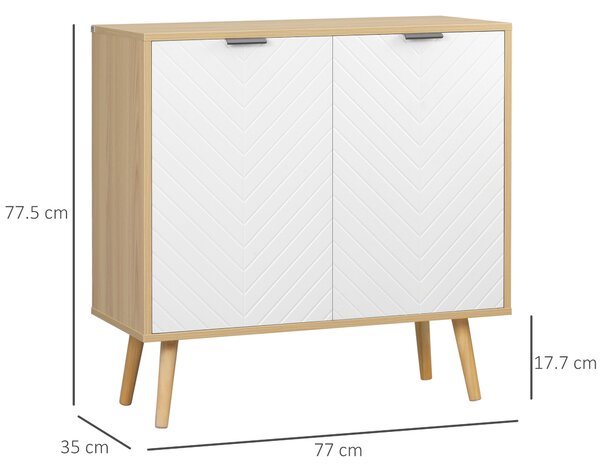 Dulap Modern HOMCOM cu Rafturi Reglabile, Design Anti-Inclinare, Mult Spațiu de Depozitare, PAL, Natural și Alb, 77x35x77,5cm | Aosom Romania