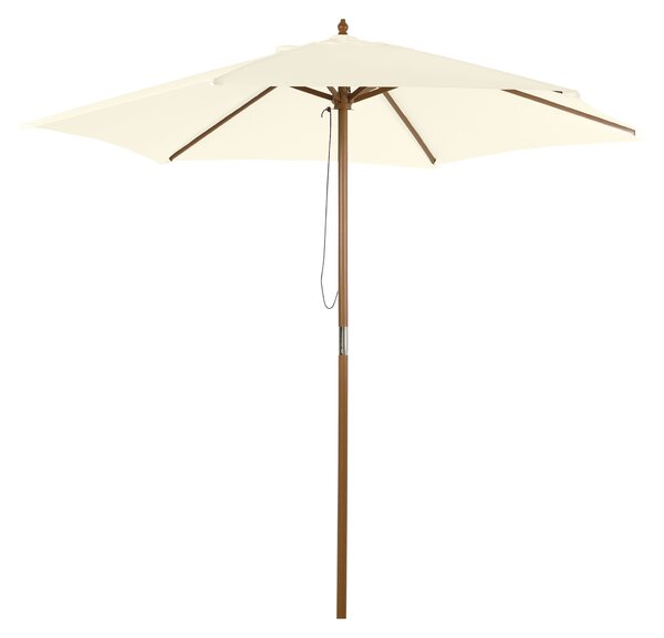 Outsunny Umbrelă Rotundă de Grădină din Bambus și Poliester 2.5x2.3m Crem/Alb | Aosom Romania