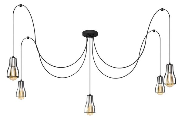 Lustră pe cablu TUBE 5xE27/15W/230V negru/crom