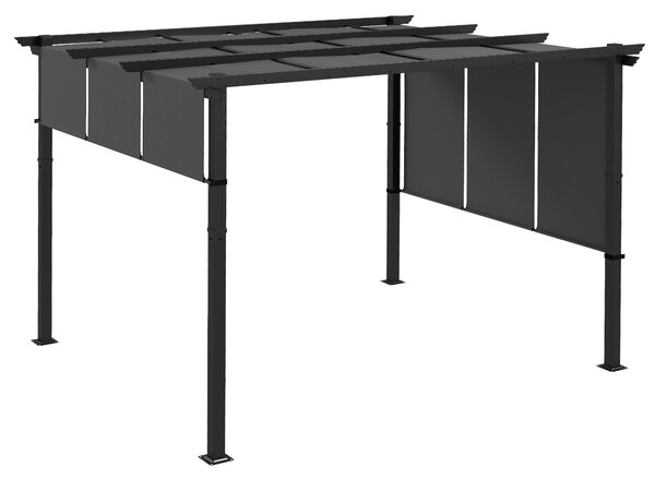 Outsunny Pergola de Exterior de 3 x 3,5 m cu Copertina Retractabila, Foisor de Gradina, Umbrar pentru Veranda, Terasa, Gri Inchis