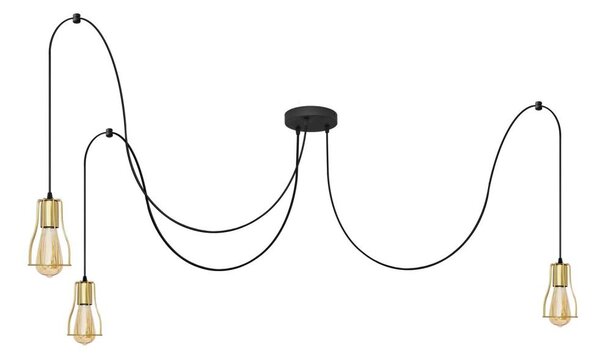 Lustră pe cablu TUBE LONG 3xE27/10W/230V negru/auriu