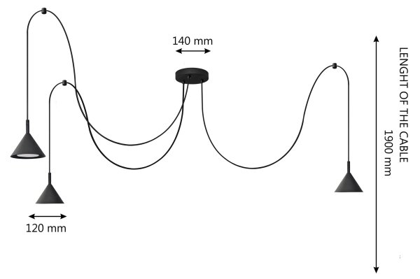 Lustră pe cablu ETNA 3xGX53/10W/230V negru
