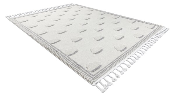 Covor YOYO GD62 alb / gri - Nori pentru copii, structural, senzorial Franjuri
