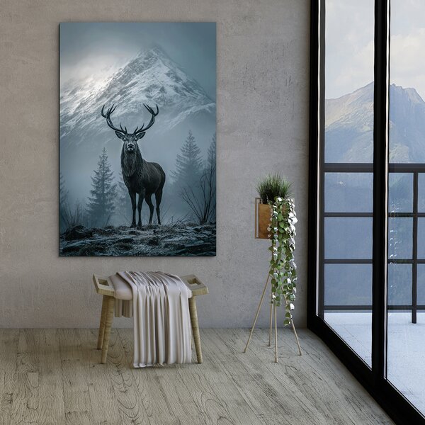 DUBLEZ | Tablou decorativ - Cerb și munți | Imprimare UV premium