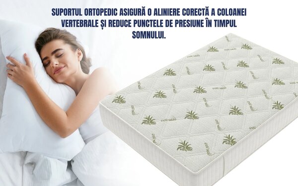 Saltea Model S9, Cu memorie, Ortopedica, Inaltime 24 cm, Husa Aloe Vera - 140x200cm