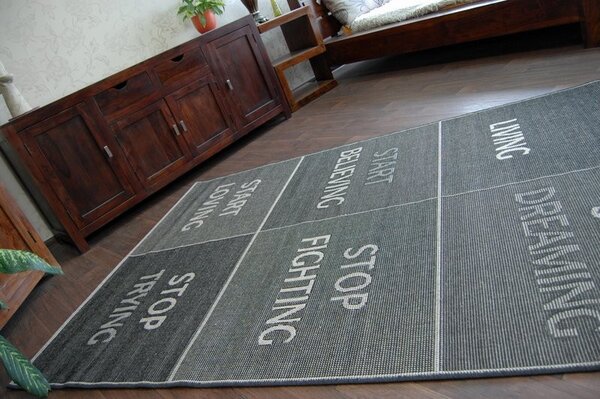 Covor sisal Floorlux 20275 Yolo negru si argintiu