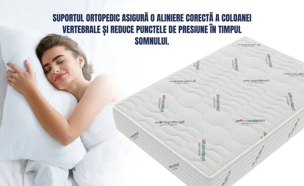 Saltea Model S8, Arcuri Bonnell, Ortopedica, Inaltime 25 cm, Husa tratament antialergic - 200x200cm