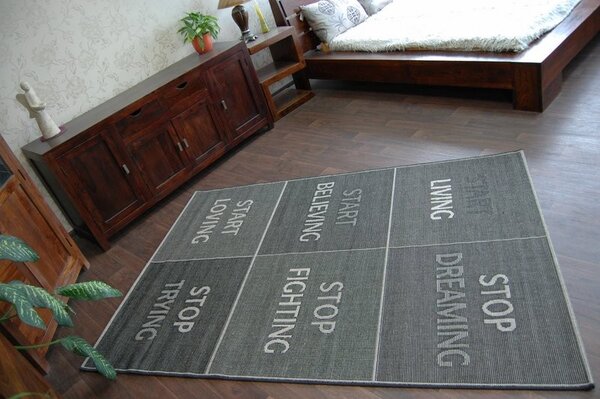 Covor sisal Floorlux 20275 Yolo negru si argintiu
