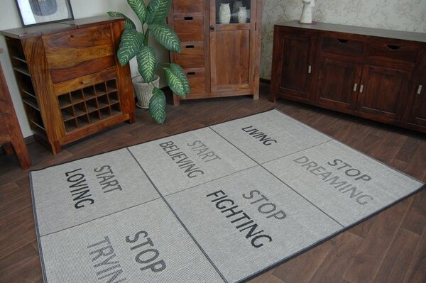 Covor sisal Floorlux 20275 Yolo argintiu si negru