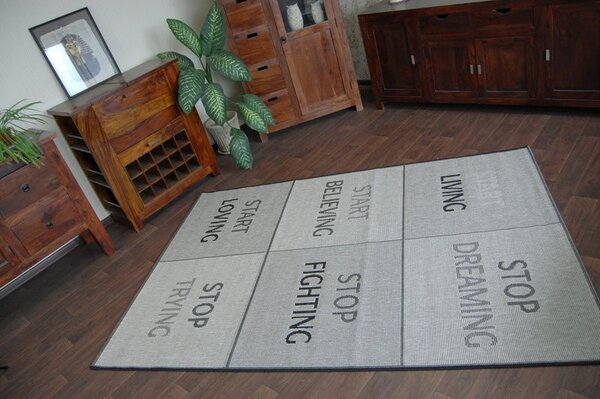 Covor sisal Floorlux 20275 Yolo argintiu si negru
