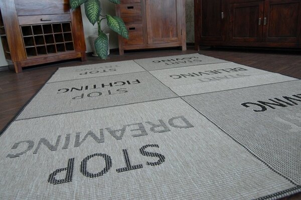Covor sisal Floorlux 20275 Yolo argintiu si negru