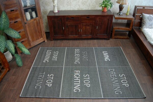 Covor sisal Floorlux 20275 Yolo negru si argintiu
