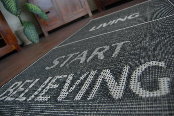 Covor sisal Floorlux 20275 Yolo negru si argintiu