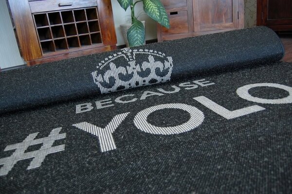 Covor sisal Floorlux 20276 Yolo negru si argintiu