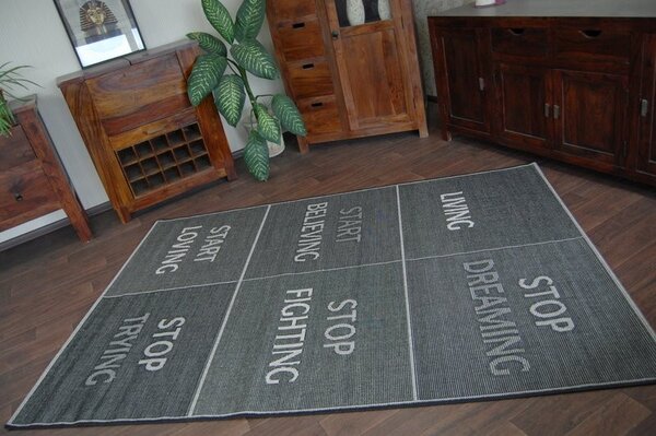 Covor sisal Floorlux 20275 Yolo negru si argintiu