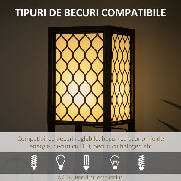 Lampa de podea coloana cu 2 rafturi, pentru camera de zi, studiu si dormitor, 26x26x156cm, alb si negru HOMCOM | Aosom Romania