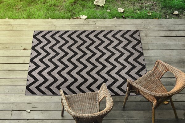 Covor sisal Floorlux 20340 argint si negru Zig Zag
