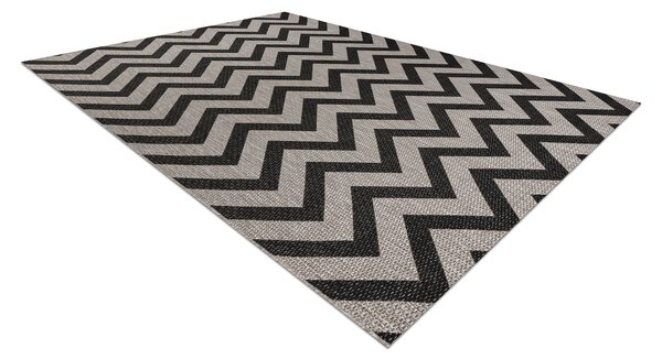 Covor sisal Floorlux 20340 argint si negru Zig Zag