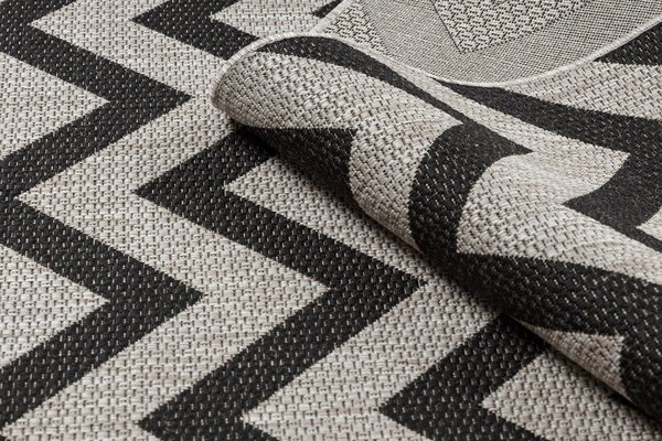 Covor sisal Floorlux 20340 argint si negru Zig Zag