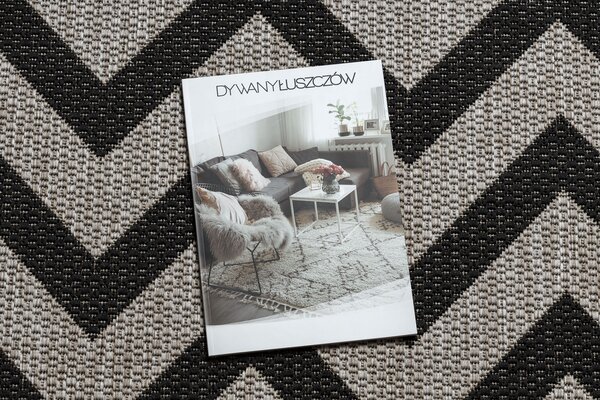 Covor sisal Floorlux 20340 argint si negru Zig Zag