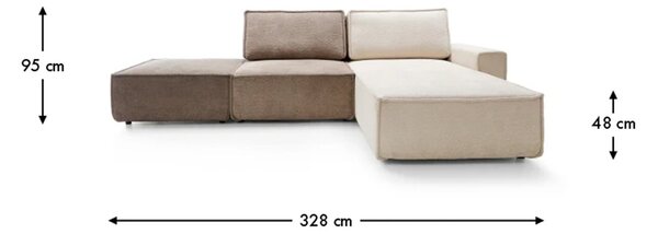 Colțar lemn masiv Toulouse II, 328 × 193 × 95 cm - Stânga