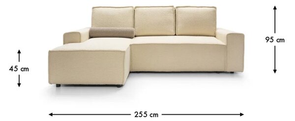 Colțar lemn masiv Toulouse, 255 × 170 × 95 cm - Stânga