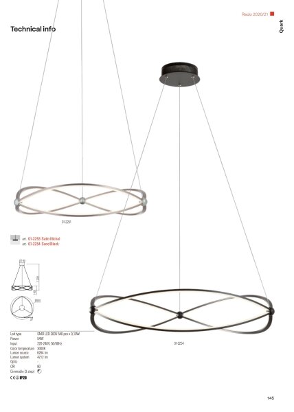 Lustră LED dimabilă pe cablu Redo 01-2251 QUARK LED/43W/230V 3000K crom